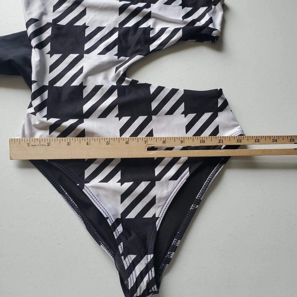 Revolve Beach Riot Carlie One Piece Swimsuit XS Houndstooth Belted Cutout NEW - Picture 11 of 16